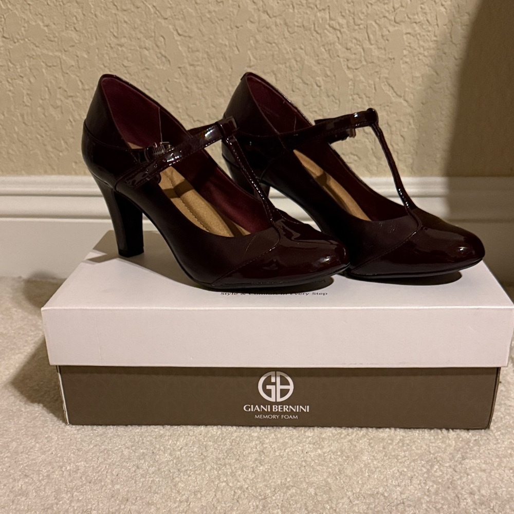 Giani Bernini Dark Red T-Strap Heels